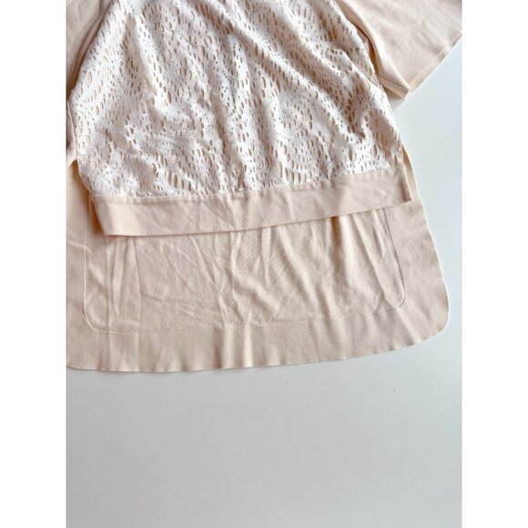 NWT ROBERT RODRIGUEZ Beige White Lace Overlay Cotton Blend Raglan Top, Size 2 - Picture 9 of 14
